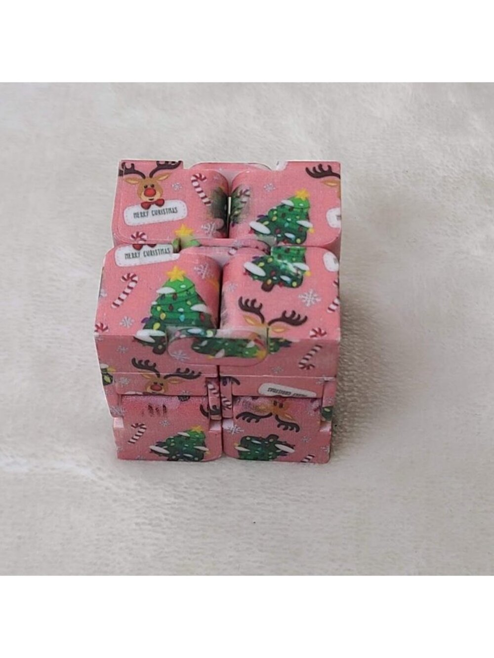 Christmas Infinity Cube Fidget Toy Holiday Sensory Magic Folding Cube Pink - Picture 6 of 6